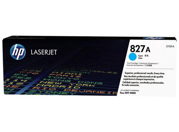 Toner HP CF301A 827A 32K cyan HP høykapasitetstone blå 